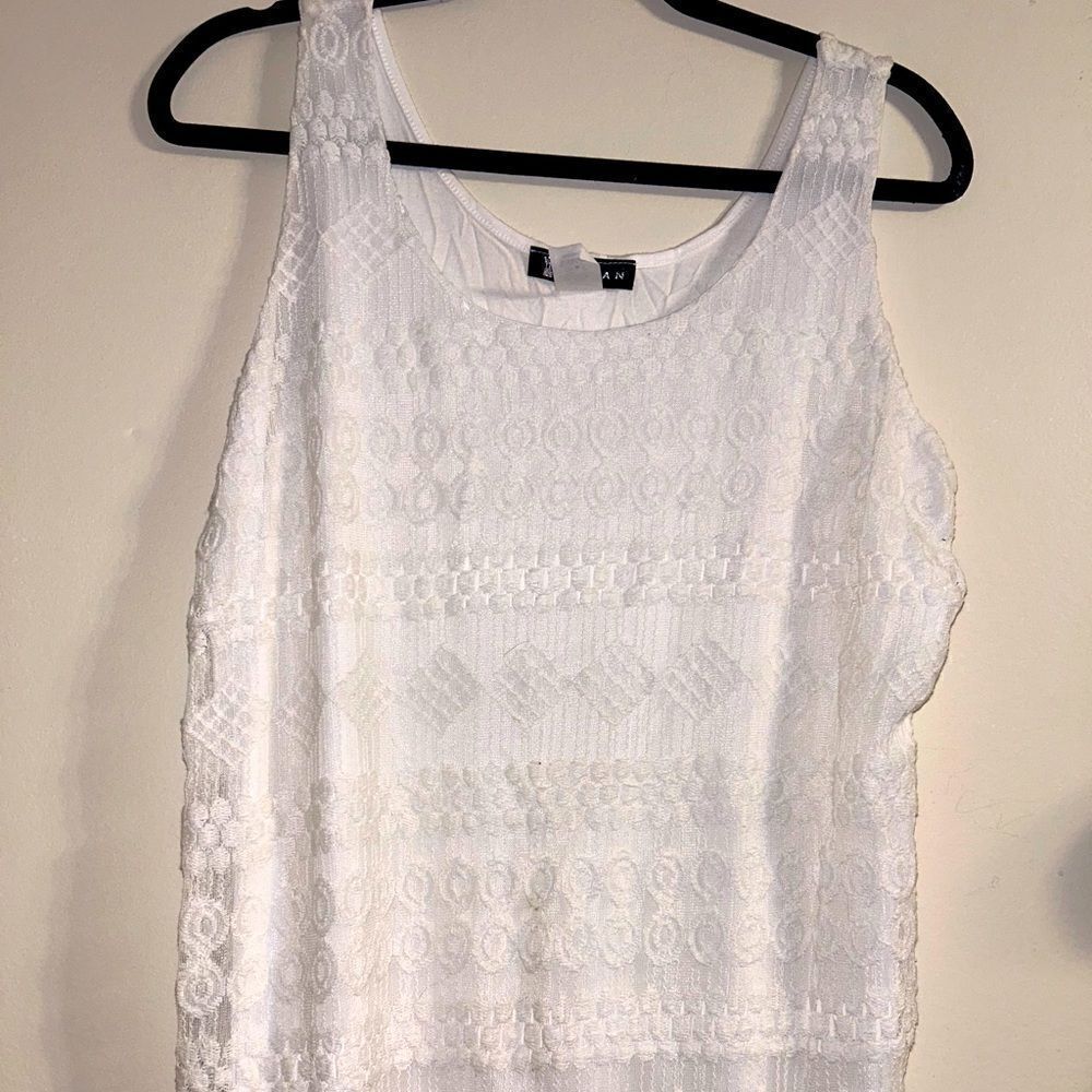 Plus size Double layer white lace tank top size 1X